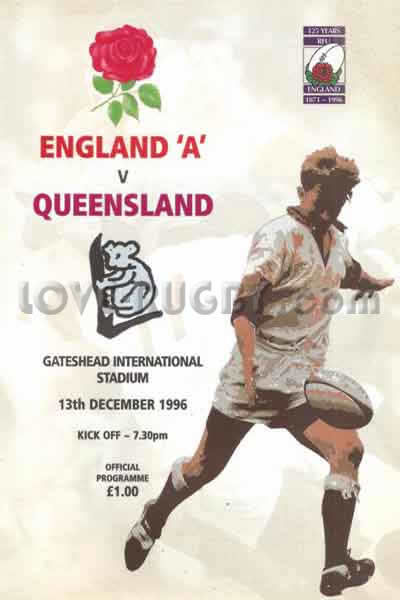 1996 England A v Queensland  Rugby Programme